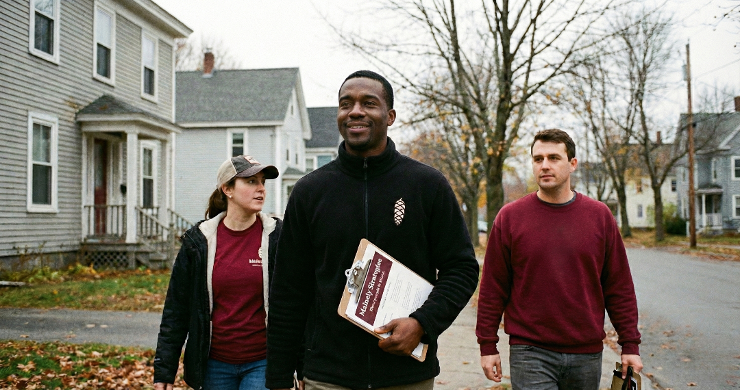 Lead canvasser coordinating with team in the field